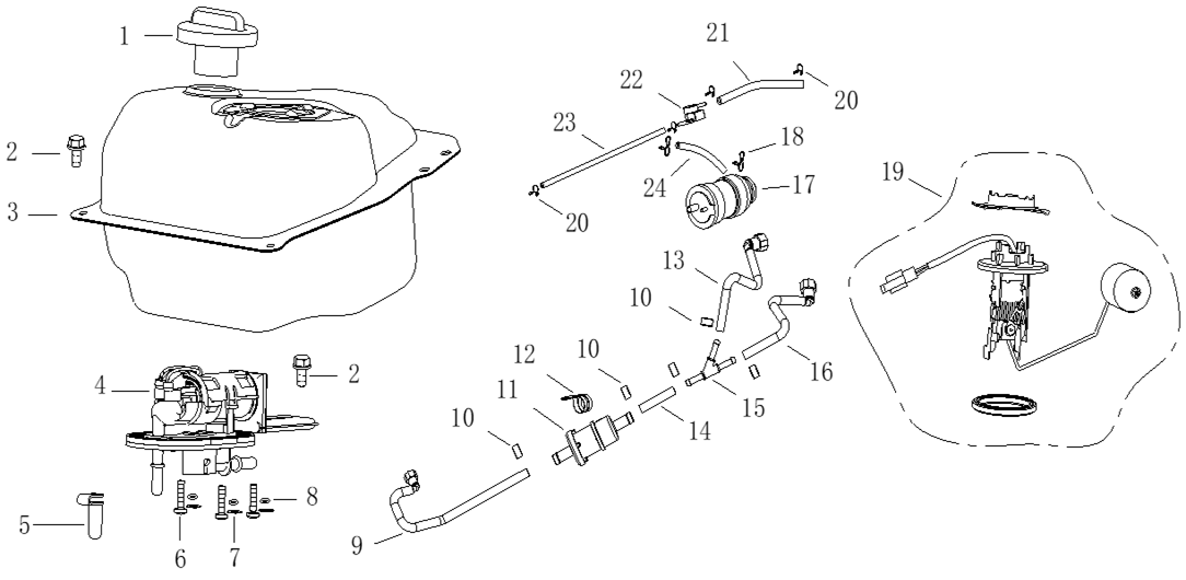Bränsletank - Bränslepump - Tankgivare