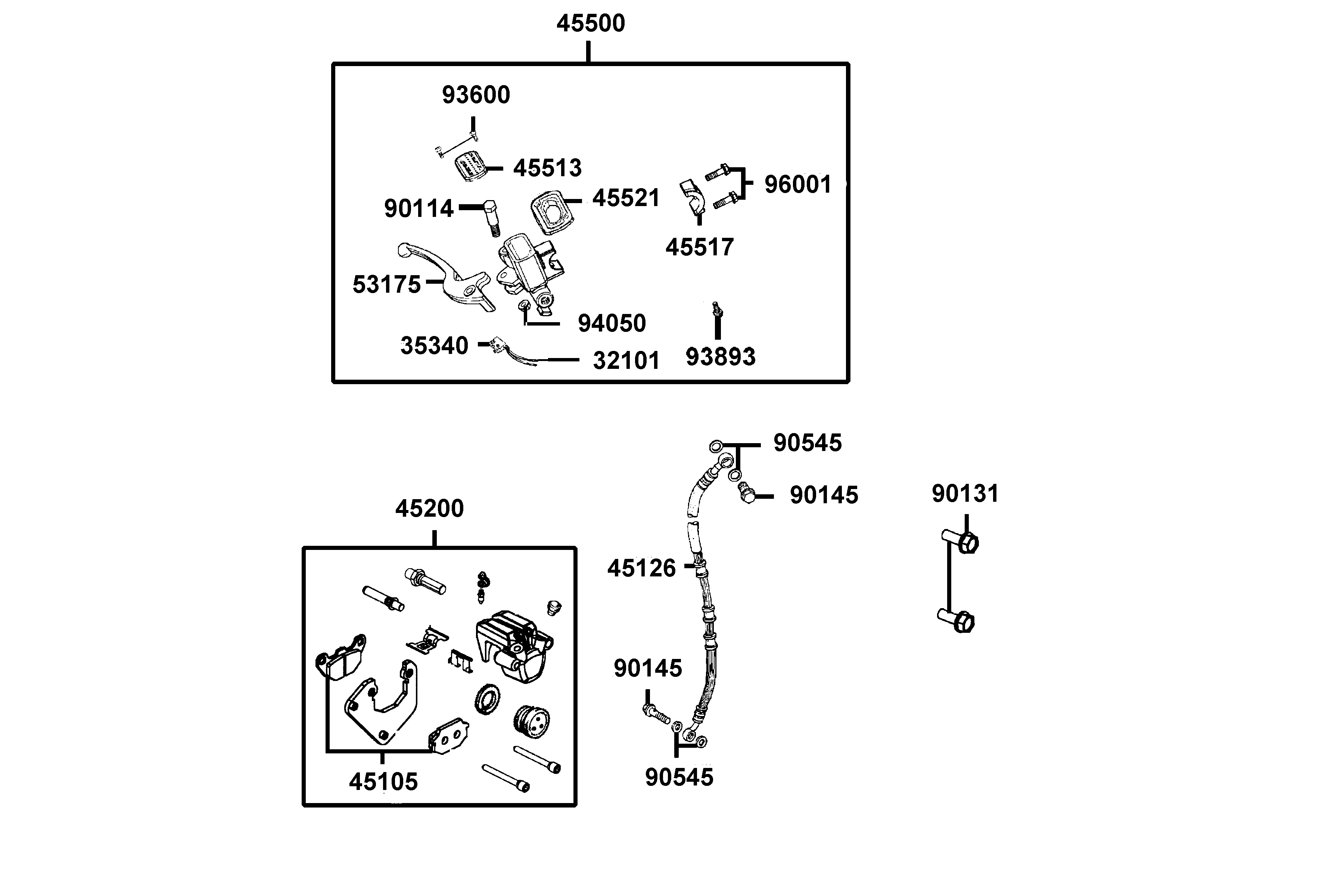 Frambroms - Bromsbelägg - Bromshandtag