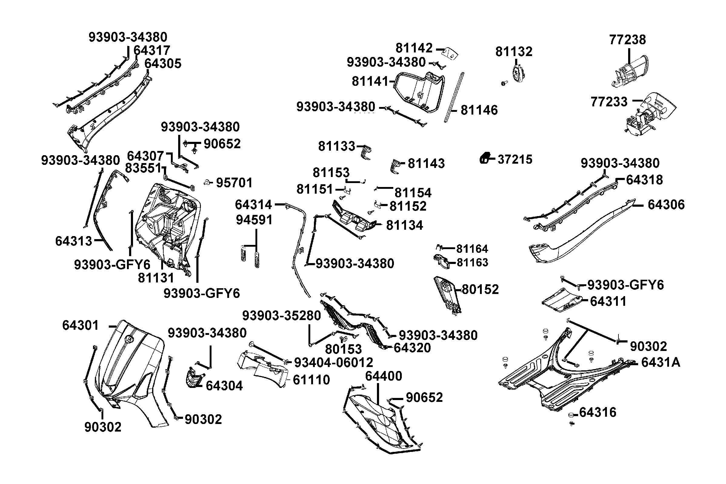 Frontkåpa - Sidokåpor fram - Golv