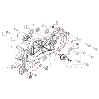 Vänster vevhus - Startmotor - Bendixdrev
