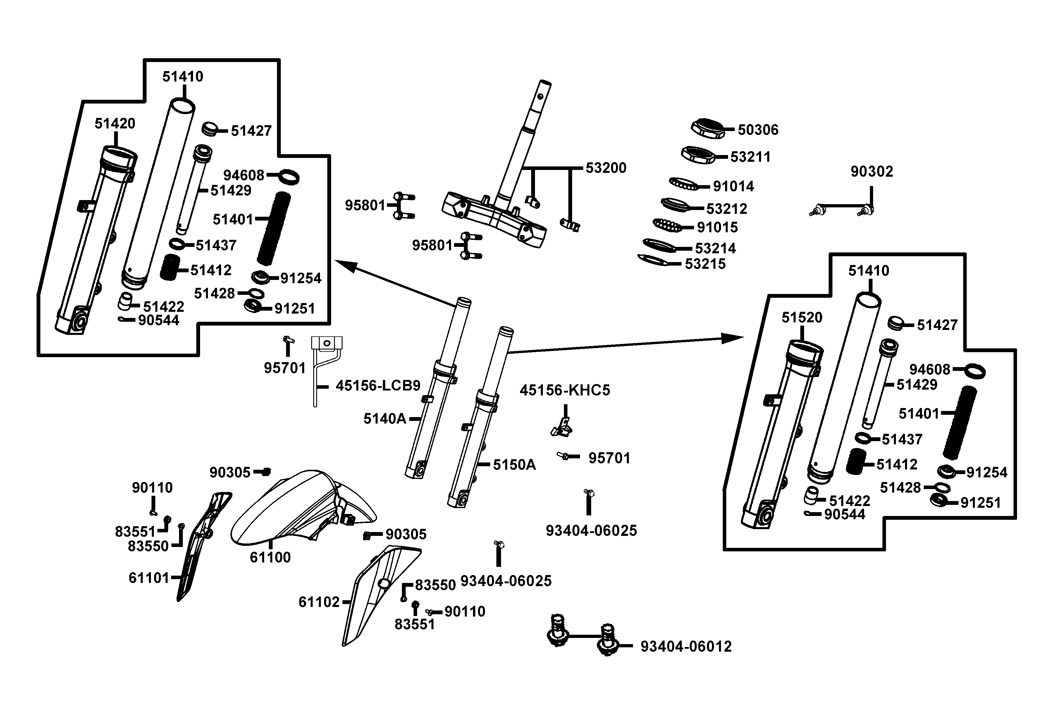 Stötdämpare fram - Framskärm - Styrkrona