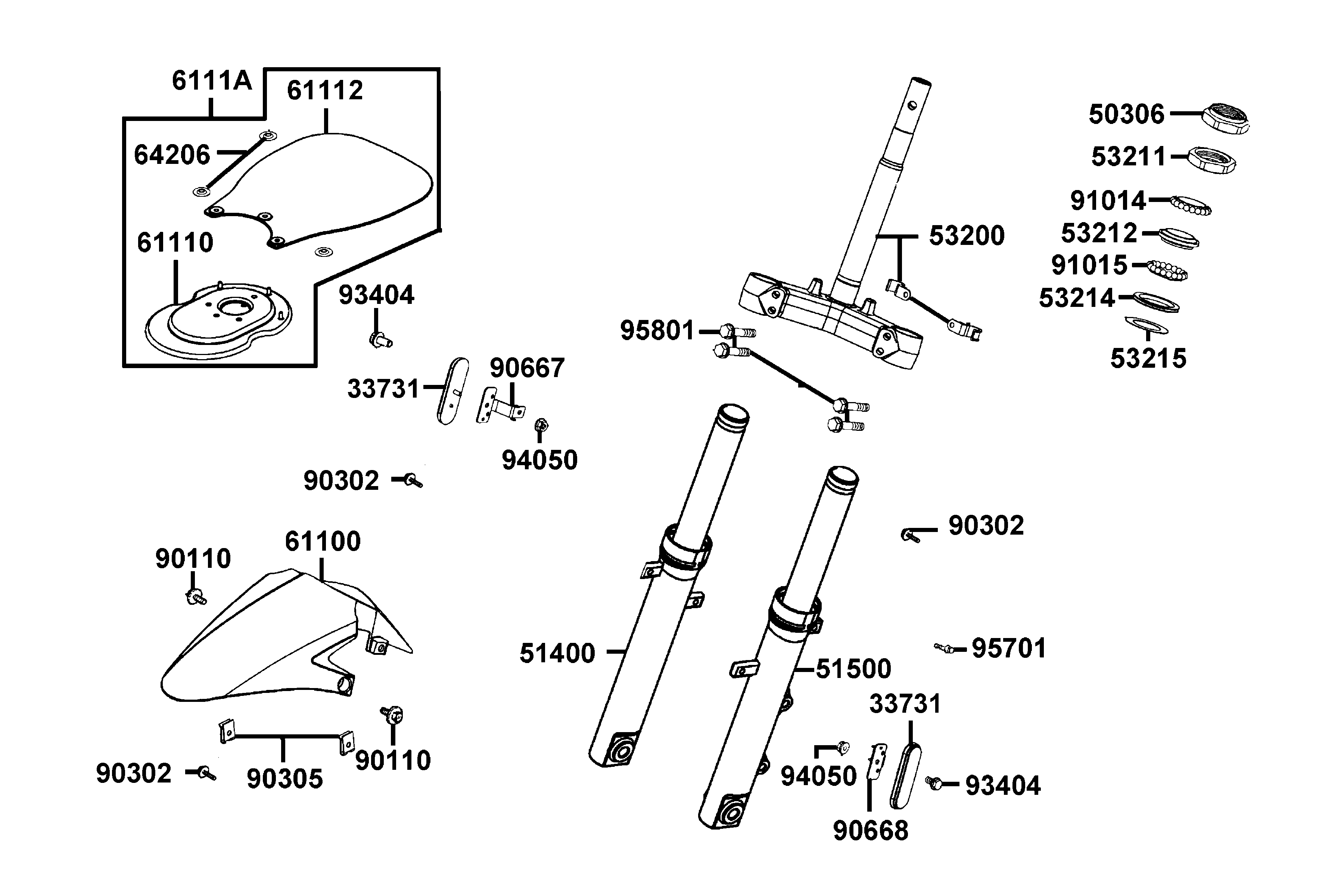 Stötdämpare fram - Framskärm - Styrkrona