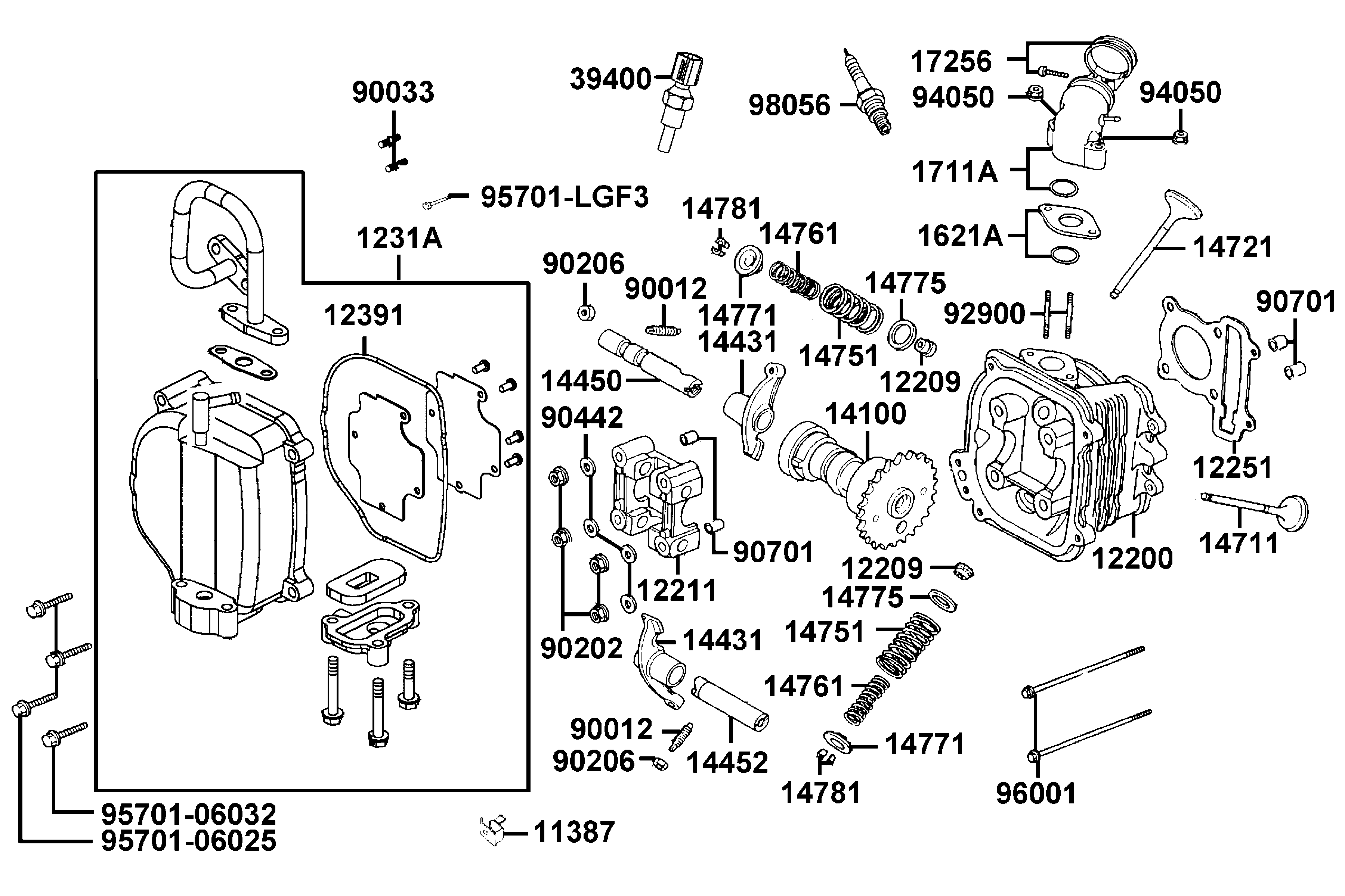 Topplock - Tändstift - Insugsrör